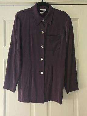 Coldwater Creek Purple 100% Silk Button-Up Shirt
